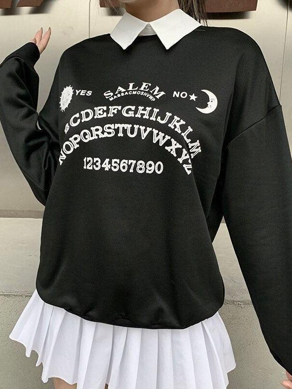 Dark Academia Letter Print Sweatshirt