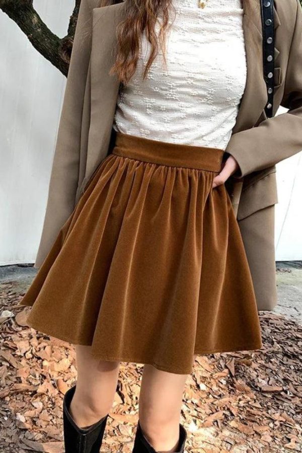 Dark Academia Velvet Mini Skirt