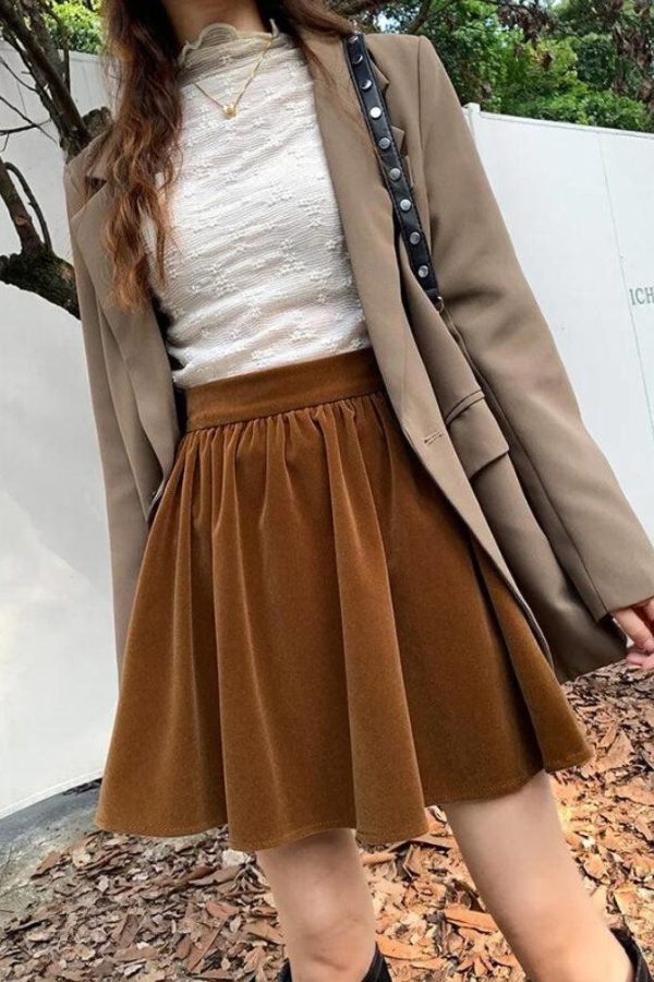 Dark Academia Velvet Mini Skirt