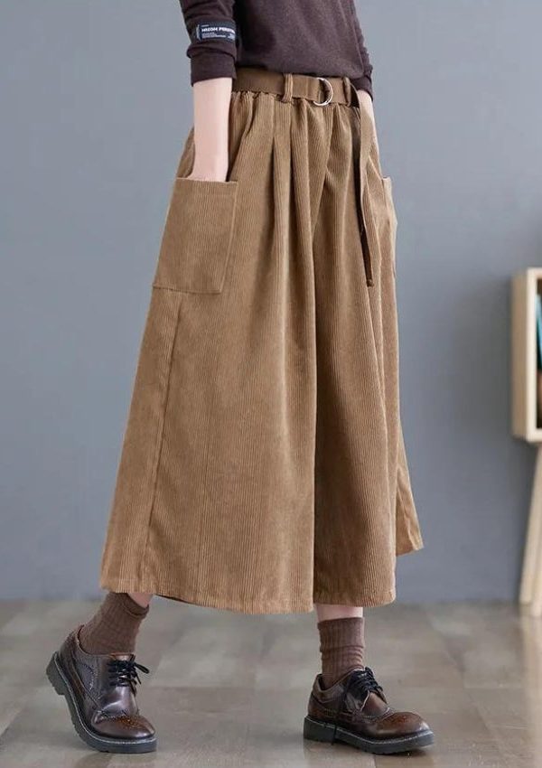 Dark Academia Wide Leg Corduroy Pants