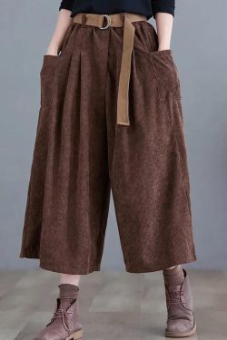 Dark Academia Wide Leg Corduroy Pants