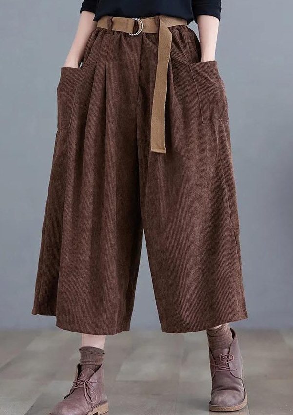 Dark Academia Wide Leg Corduroy Pants