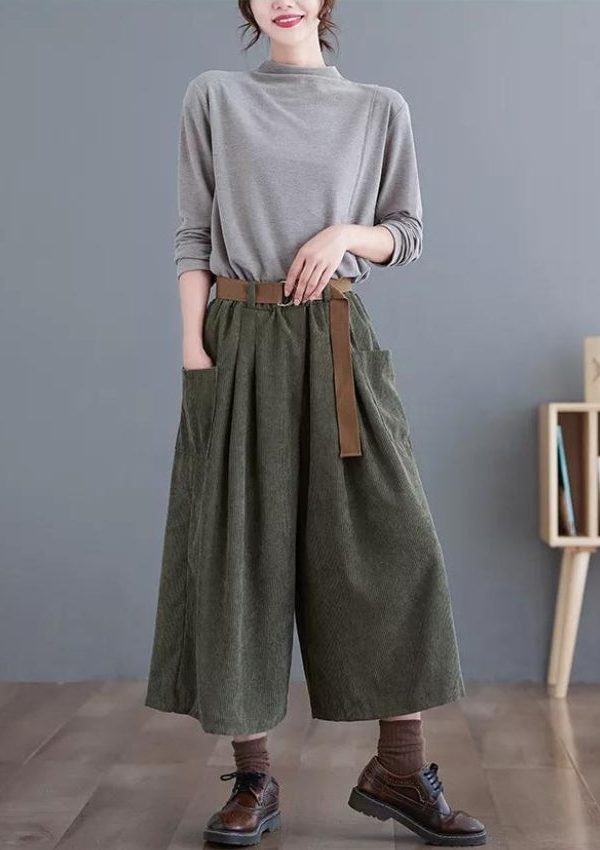 Dark Academia Wide Leg Corduroy Pants