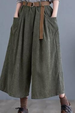 Dark Academia Wide Leg Corduroy Pants