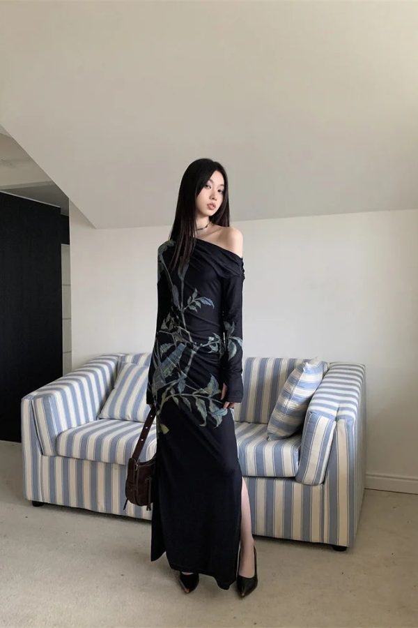 Dark Fairy One Shoulder Maxi Dress