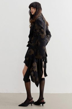 Dark Floral Asymmetric Blazer