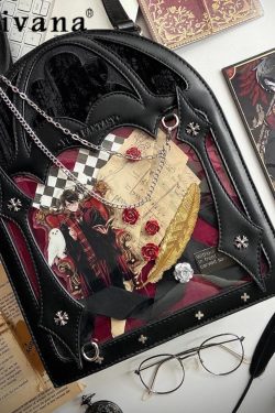 Dark Halloween Lolita Ita Bag – Gothic Transparent Crossbody Shoulder Purse Small Capacity Kawaii Bag