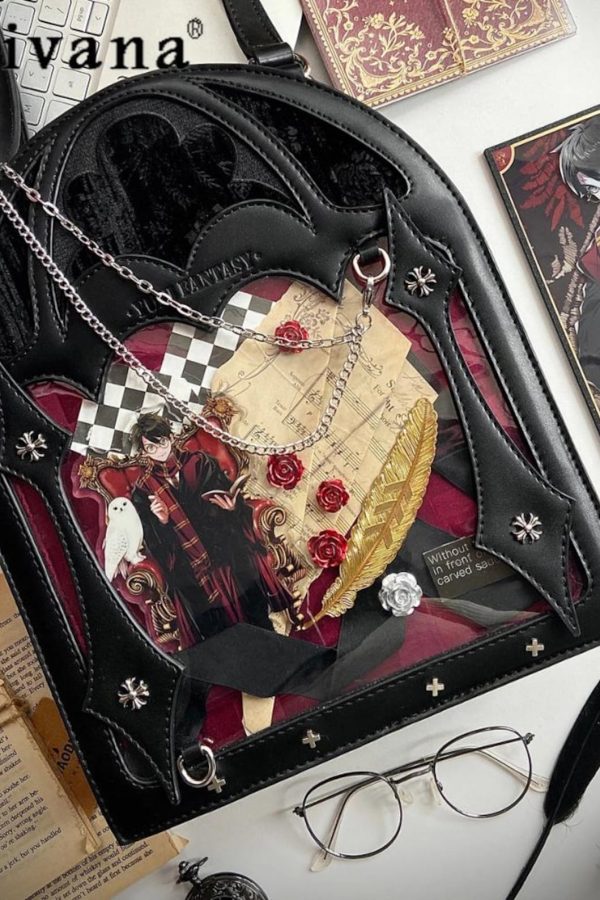 Dark Halloween Lolita Ita Bag – Gothic Transparent Crossbody Shoulder Purse Small Capacity Kawaii Bag