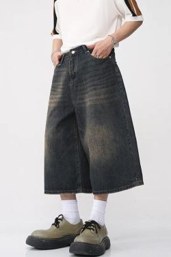 Dark Washed Jean Capri Shorts