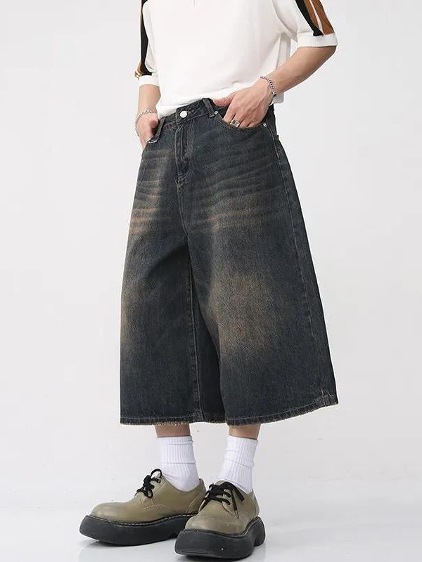Dark Washed Jean Capri Shorts