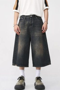 Dark Washed Jean Capri Shorts