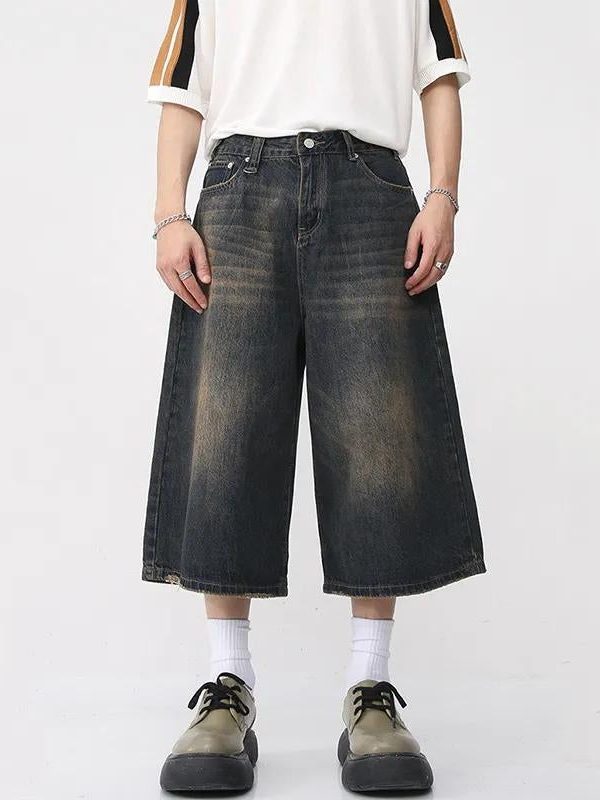 Dark Washed Jean Capri Shorts