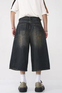 Dark Washed Jean Capri Shorts
