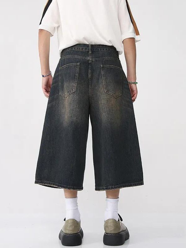 Dark Washed Jean Capri Shorts