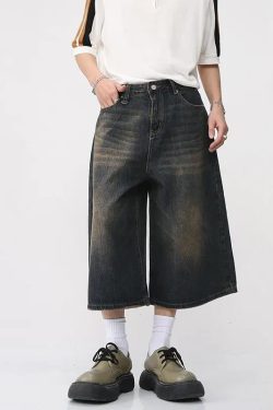 Dark Washed Jean Capri Shorts