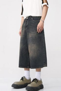 Dark Washed Jean Capri Shorts