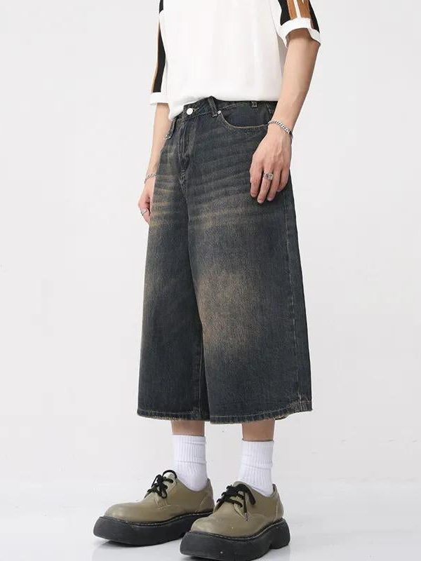 Dark Washed Jean Capri Shorts