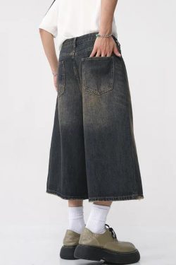 Dark Washed Jean Capri Shorts