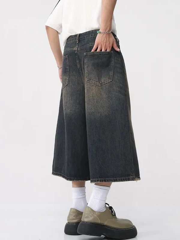 Dark Washed Jean Capri Shorts