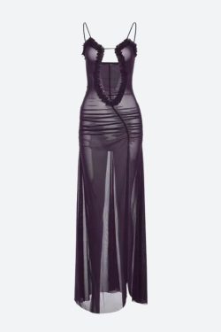 Deep Plunge Slit Maxi Dress