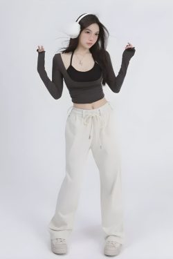 Deep Scoop Neck Two Piece Set Top