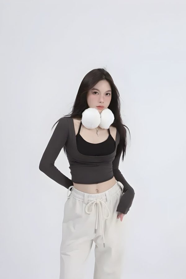 Deep Scoop Neck Two Piece Set Top