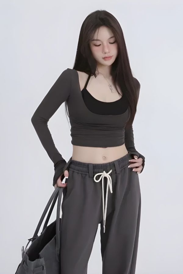 Deep Scoop Neck Two Piece Set Top