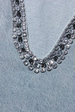 Deep V Denim Mini Dress