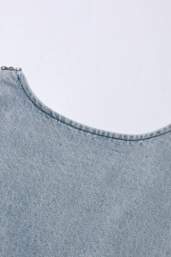 Deep V Denim Mini Dress