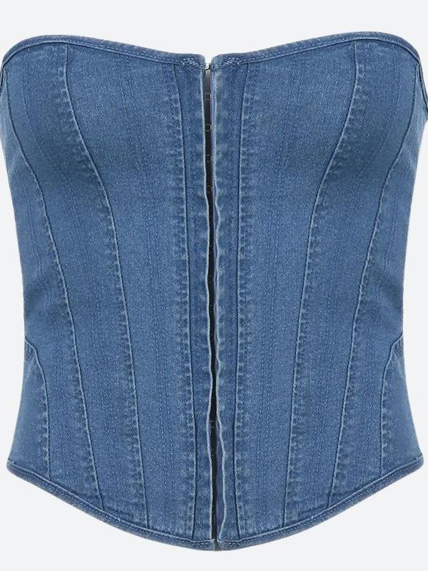 Denim Strapless Corset Top