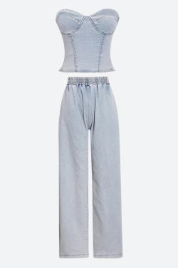 Denim Top & Pants Two Piece Set