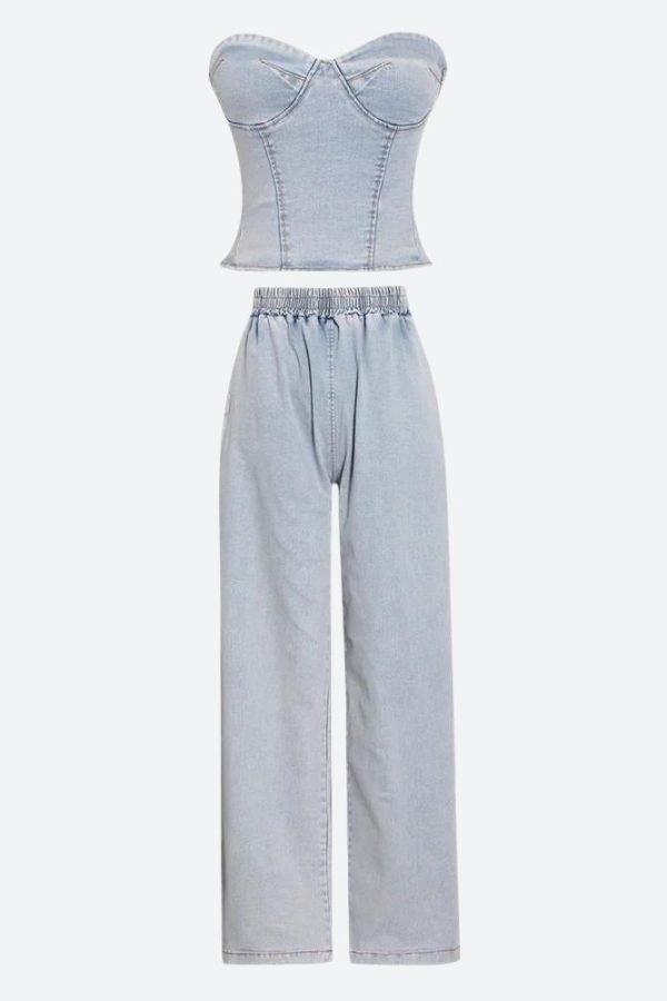 Denim Top & Pants Two Piece Set