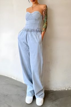 Denim Top & Pants Two Piece Set