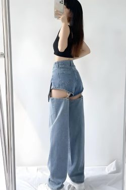 Detachable Straight Leg Jeans