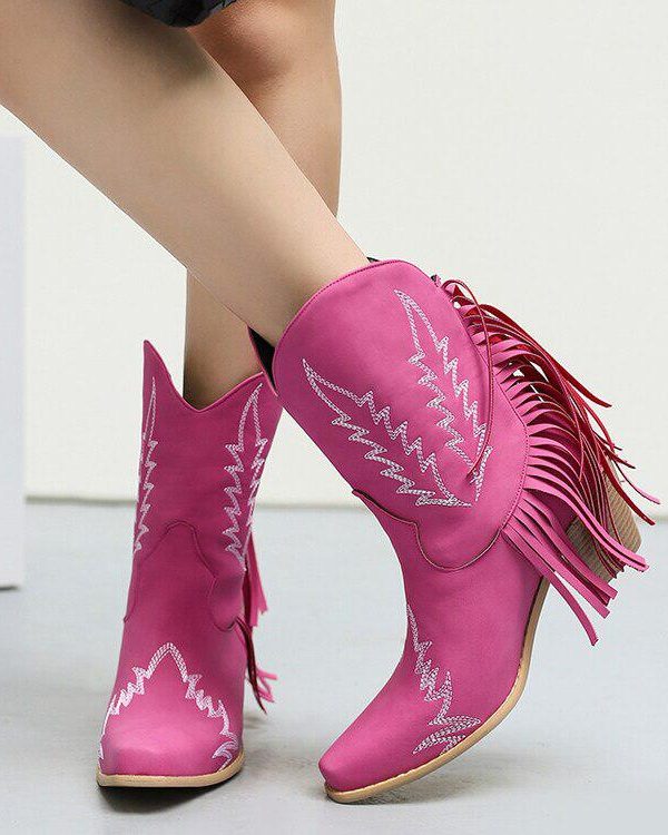 Disco Cowgirl Fringe Ankle Boots
