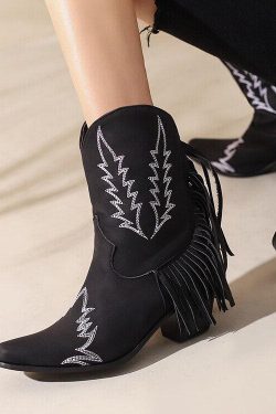 Disco Cowgirl Fringe Ankle Boots