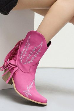 Disco Cowgirl Fringe Ankle Boots