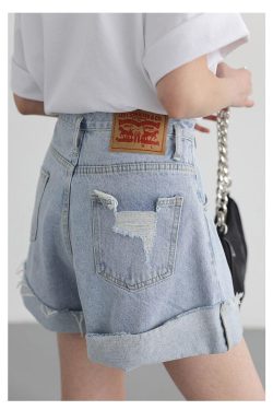 Distressed and Slit Jean Shorts