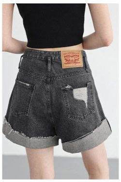 Distressed and Slit Jean Shorts