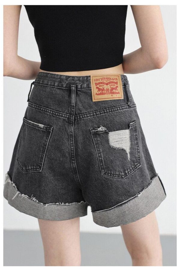 Distressed and Slit Jean Shorts