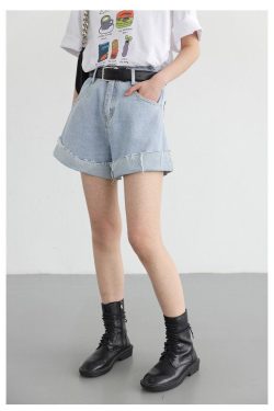 Distressed and Slit Jean Shorts