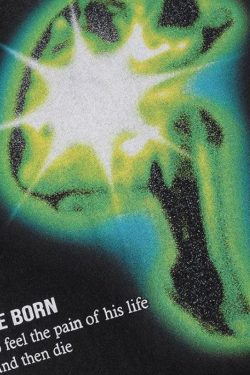 Distressed Green Human Figure Printed Tee