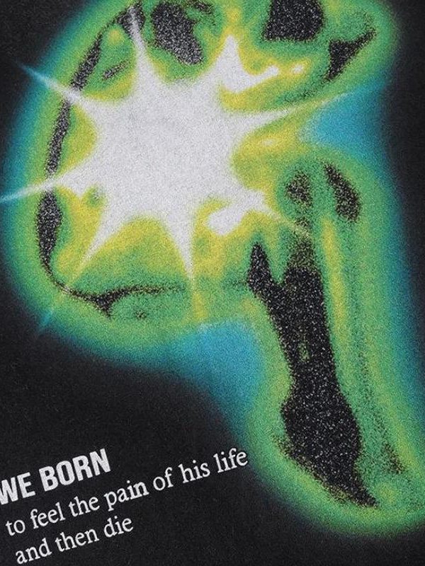 Distressed Green Human Figure Printed Tee