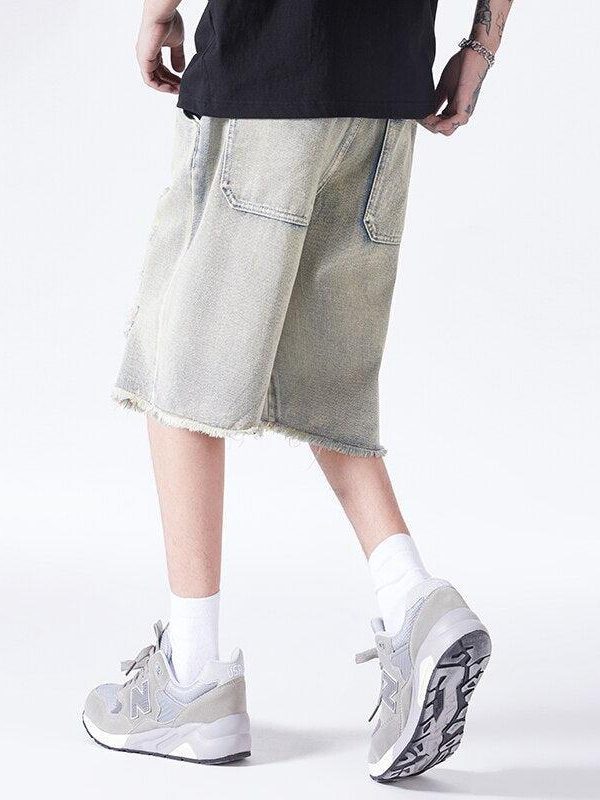 Distressed Light Wash Denim Shorts