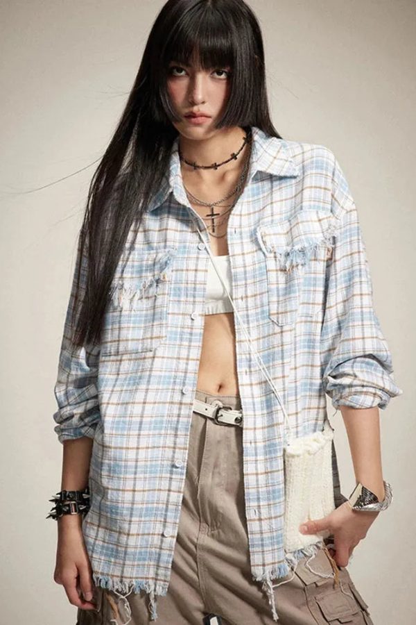 Distressed Plaid Shirt