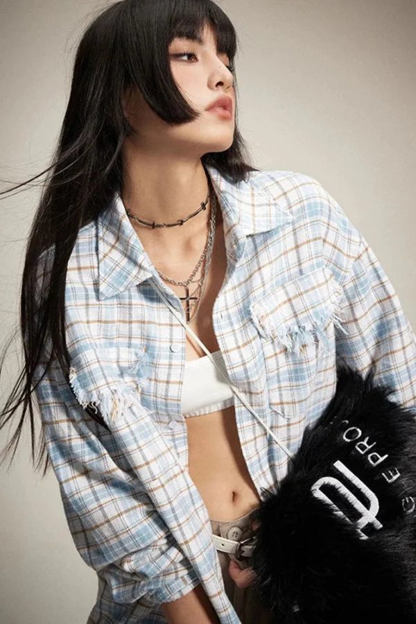 Distressed Plaid Shirt
