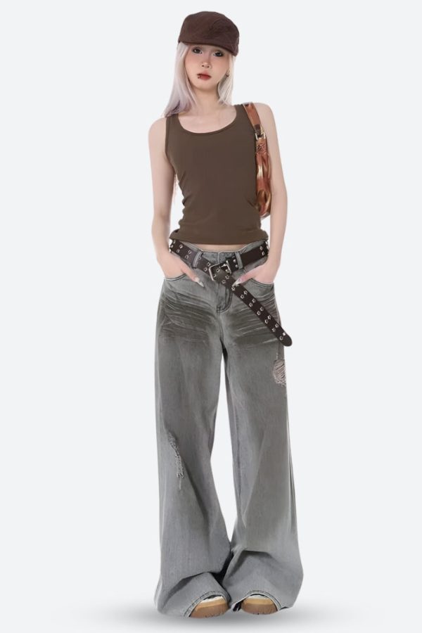 Distressed Wide Leg Jeans