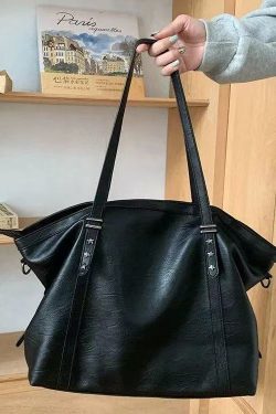 DIY Black Star Large Capacity Faux Leather Women Handbag