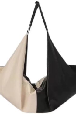 DIY Black White Patchwork Asymmetrical Design Faux Leather Shoulder Handbag