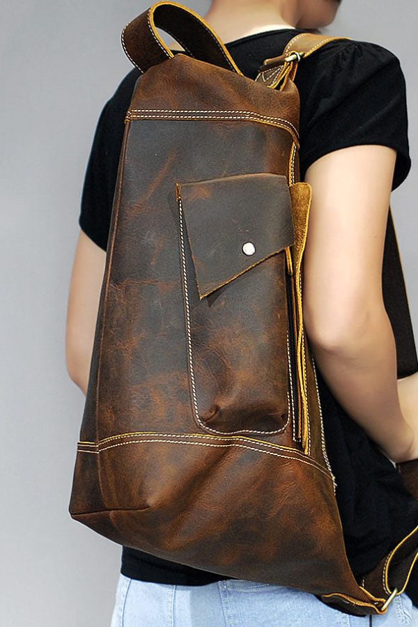 DIY Brown Paitings Calf Leather Messenger Bag
